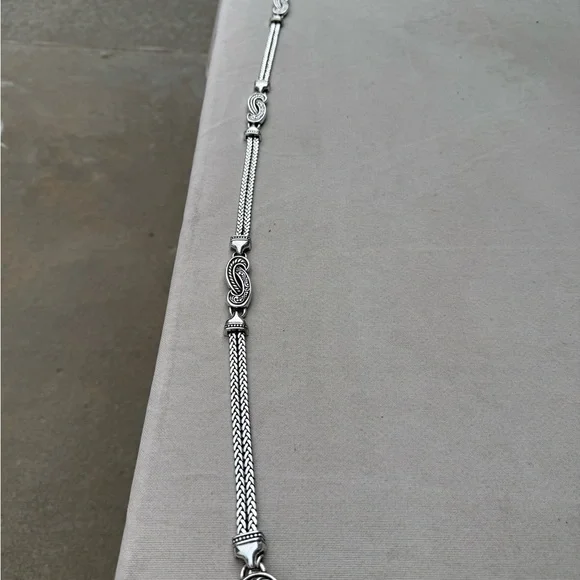 Vintage Brighton Scroll Heart Herringbone Silver Chain Belt Women's Medium - Picture 7 of 8